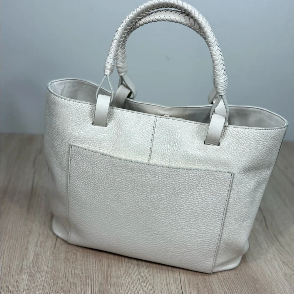 Vince Camuto Leather Creamy White Slone Tote Bag Purse
